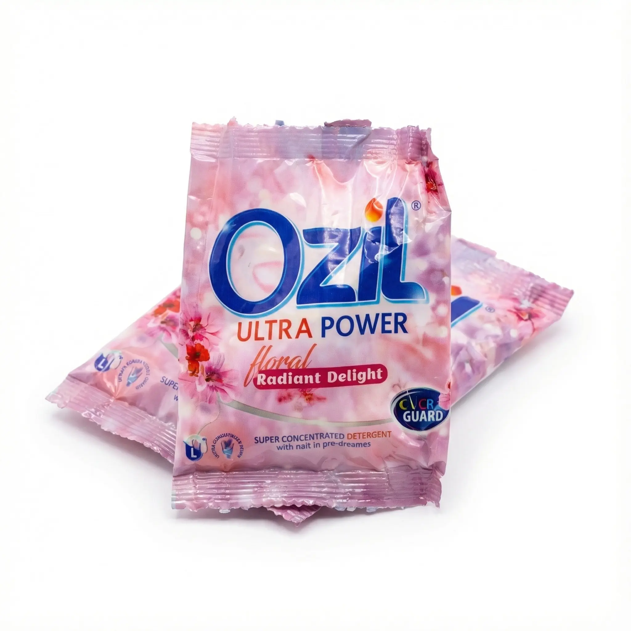 vue laterale sachet detergent ozil floral pour entretien